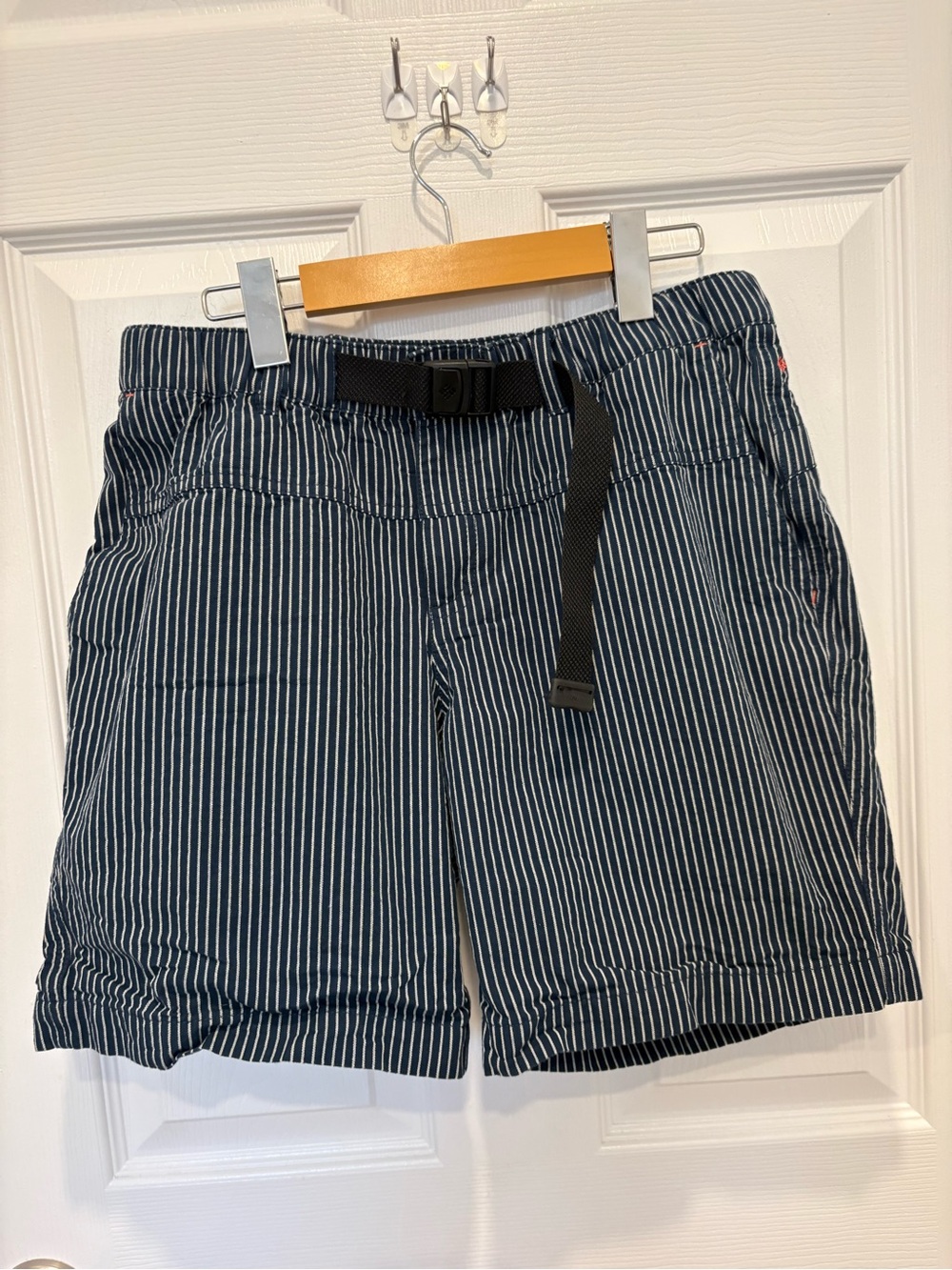 Columbia striped Navy Blue Casual Shorts with Built-In Belt #1049